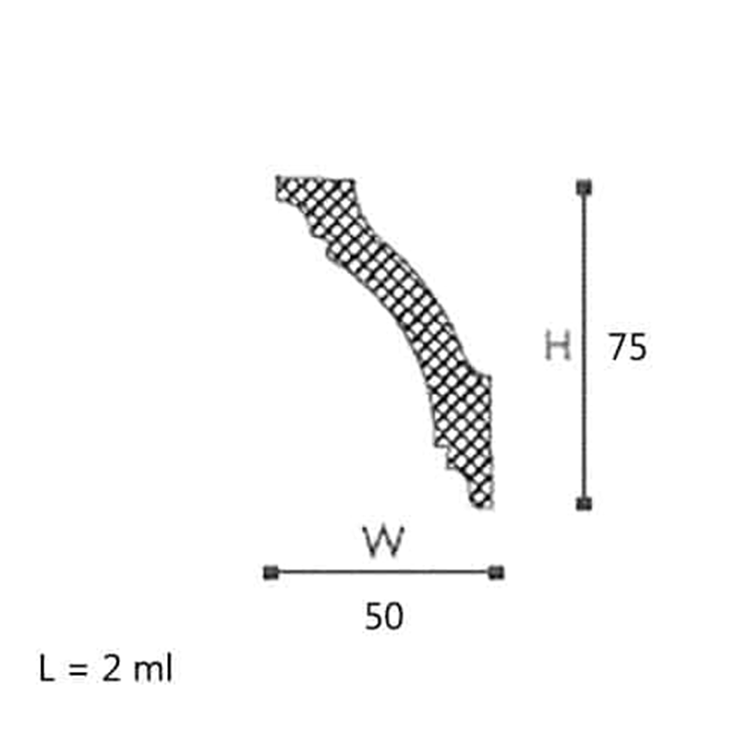 Cornisa pentru tavan din polistiren GK - 7,9X7,9X200 cm