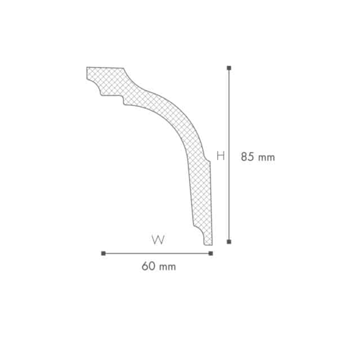 Cornisa pentru tavan din polistiren GL - 8,5x6x200 cm