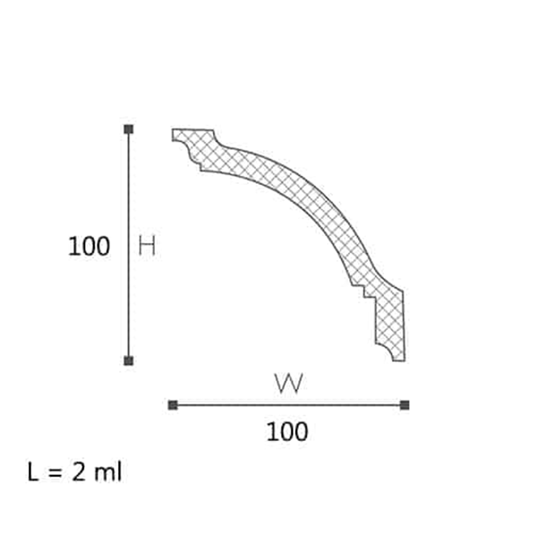 Cornisa pentru tavan din polistiren GP - 10x10x200 cm