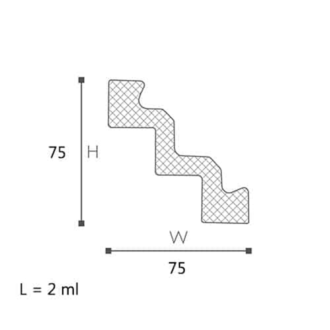 Cornisa pentru tavan din polistiren ST3 7,5x7,5x200 cm
