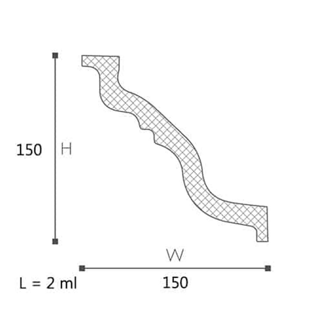 Cornisa pentru tavan din polistiren TL - 15x15x200 cm