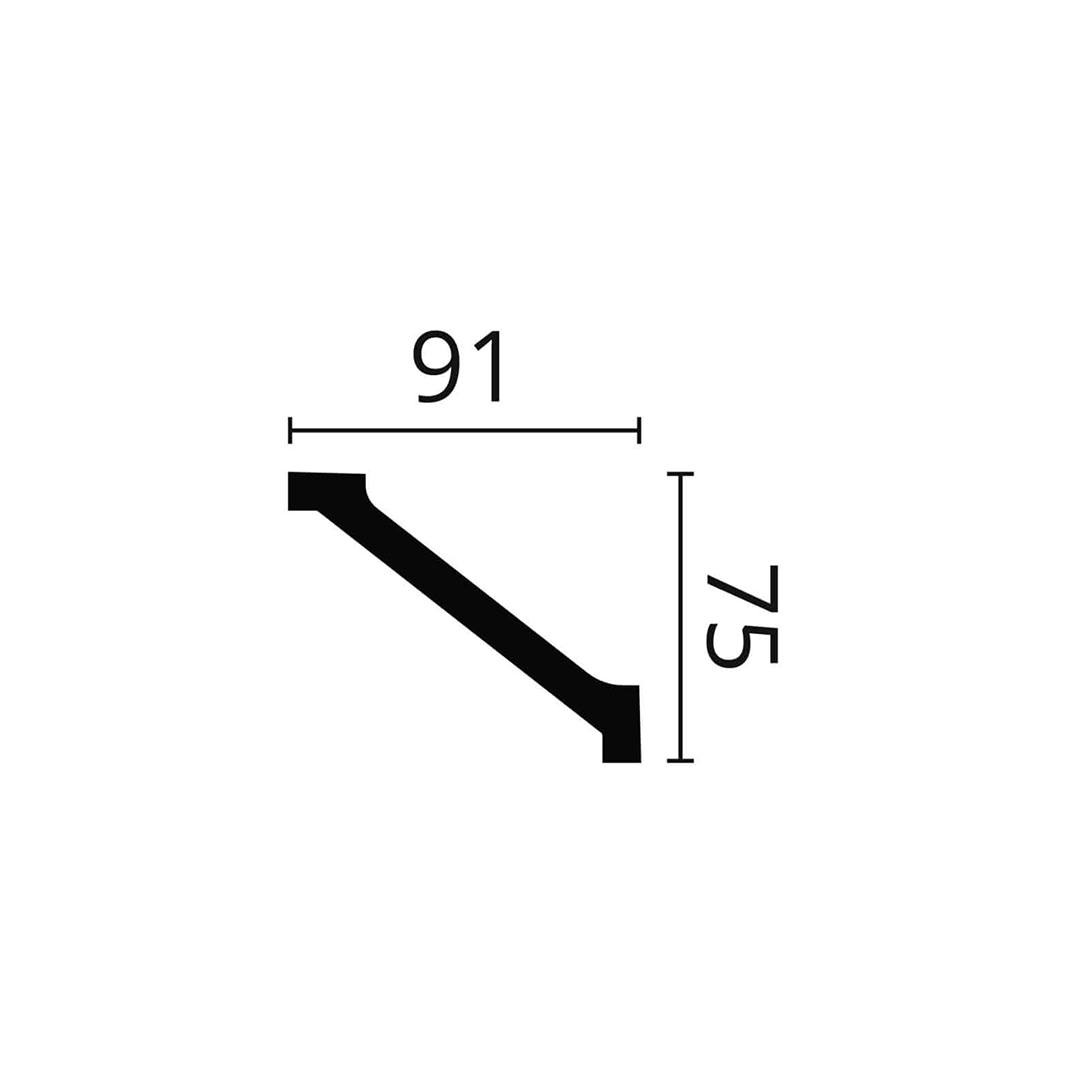 Cornisa pentru tavan din polistiren dur WT2 - 7,5x9,1x200 cm