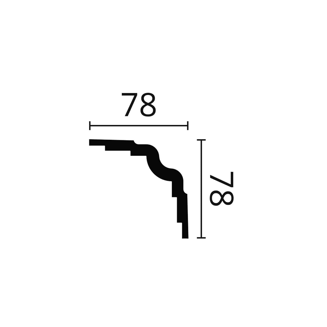 Cornisa pentru tavan din duropolimer WT25 - 7,8x7,8x200 cm