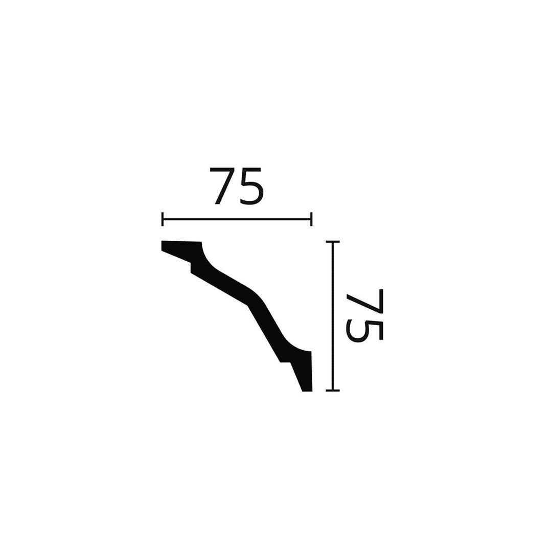 Cornisa pentru tavan din duropolimer WT26 - 7,5x7,5x200 cm