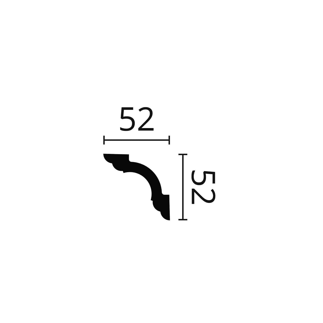 Cornisa pentru tavan din duropolimer  WT5 - 5,2x5,2x200 cm