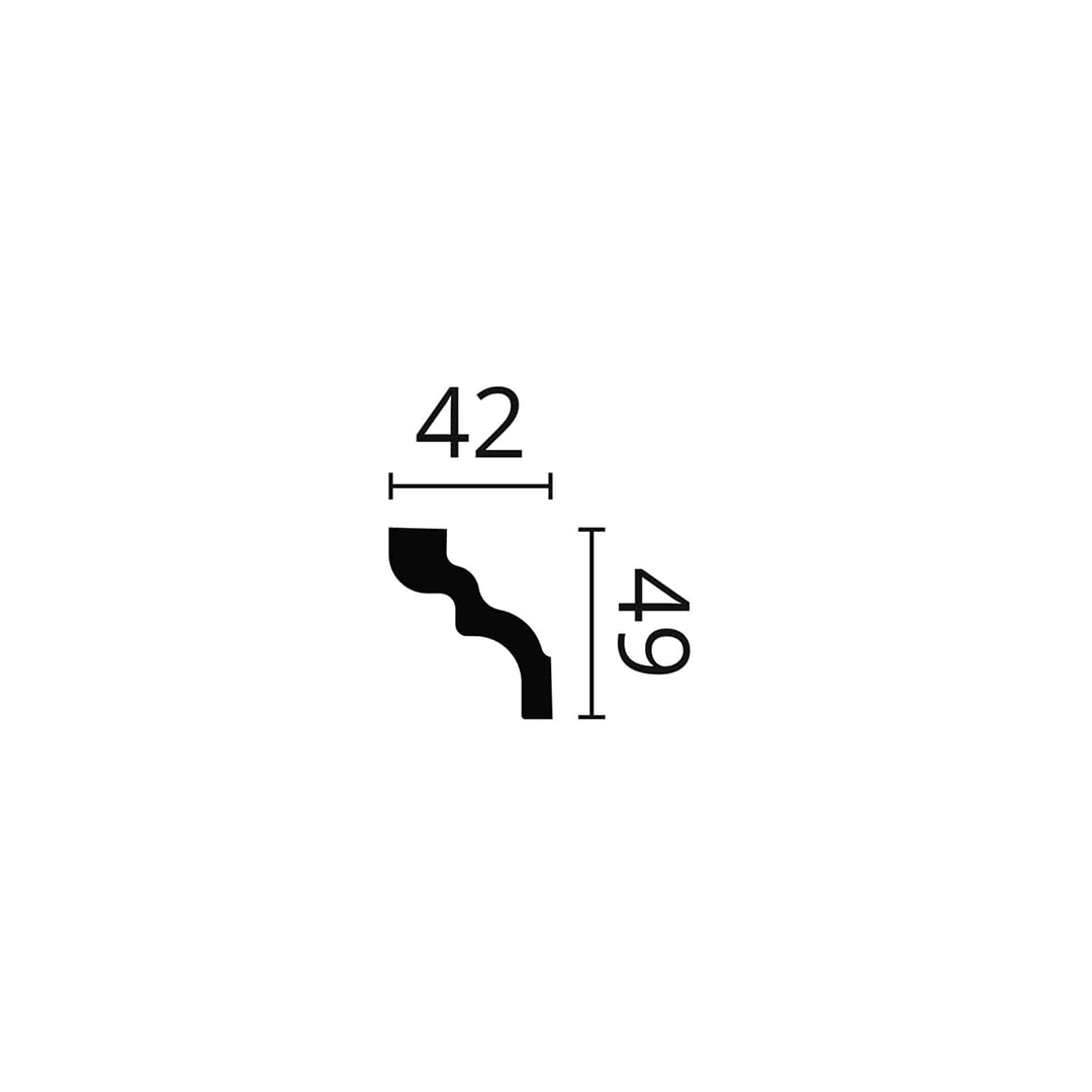 Cornisa pentru tavan din duropolimer WT9 - 4,9x4,2x200 cm