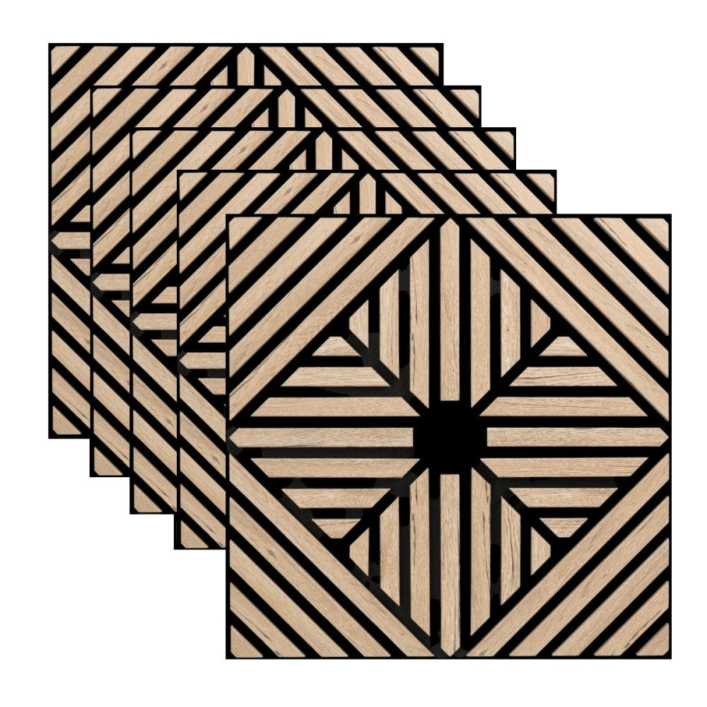 Panou 3D Stejar Inchis Fonoabsorbant din MDF si Pasla D6769 - 60x60x1.8 cm