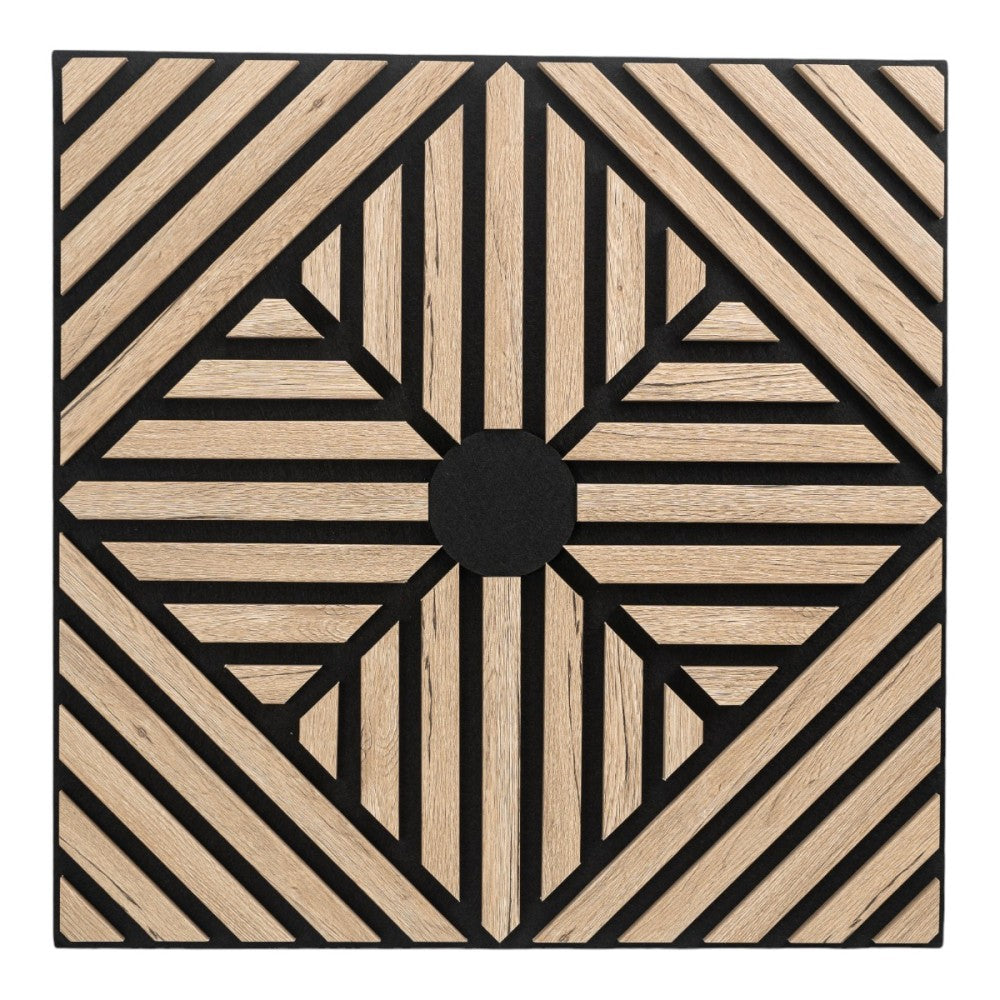 Panou 3D Stejar Inchis Fonoabsorbant din MDF si Pasla D6769 - 60x60x1.8 cm