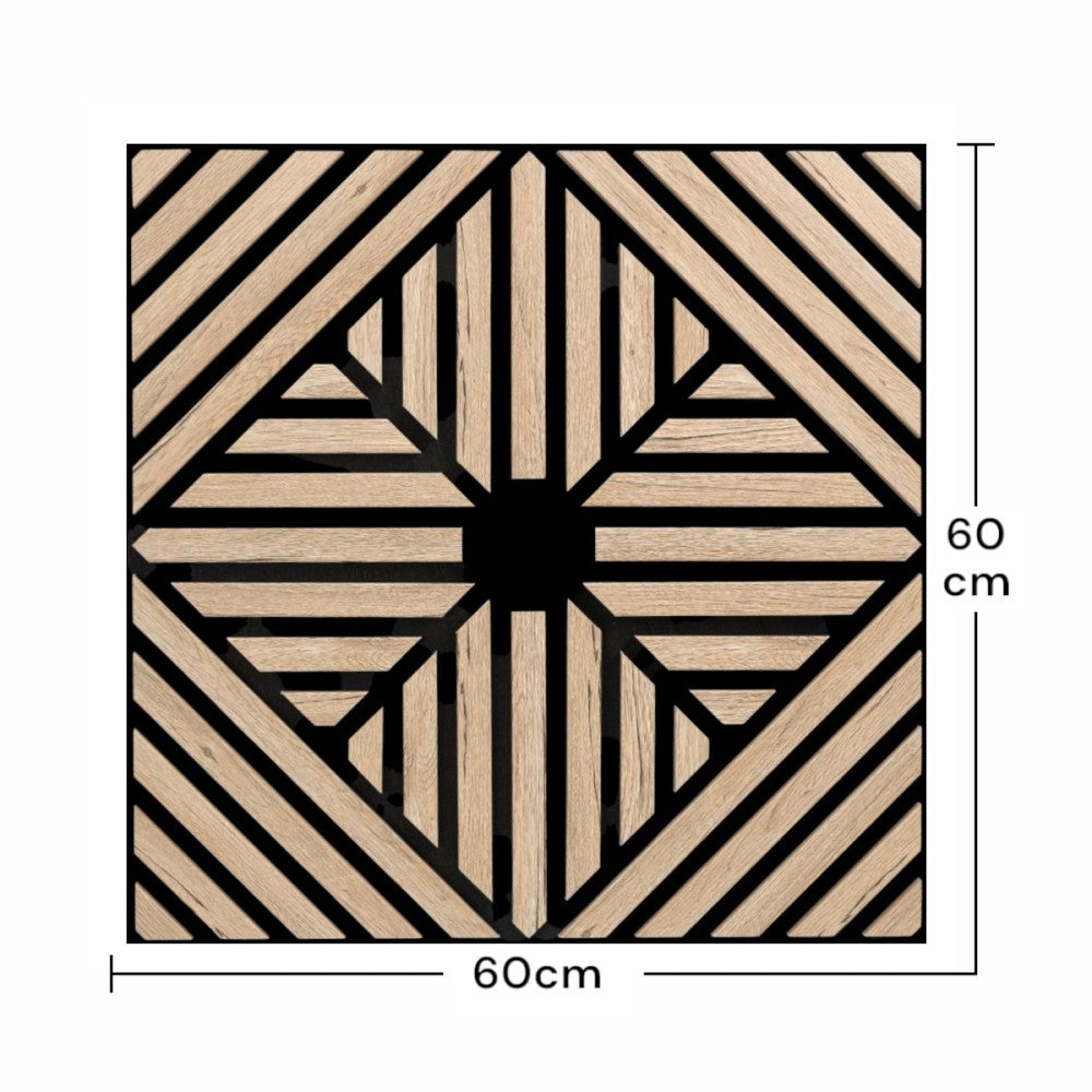 Panou 3D Stejar Inchis Fonoabsorbant din MDF si Pasla D6769 - 60x60x1.8 cm