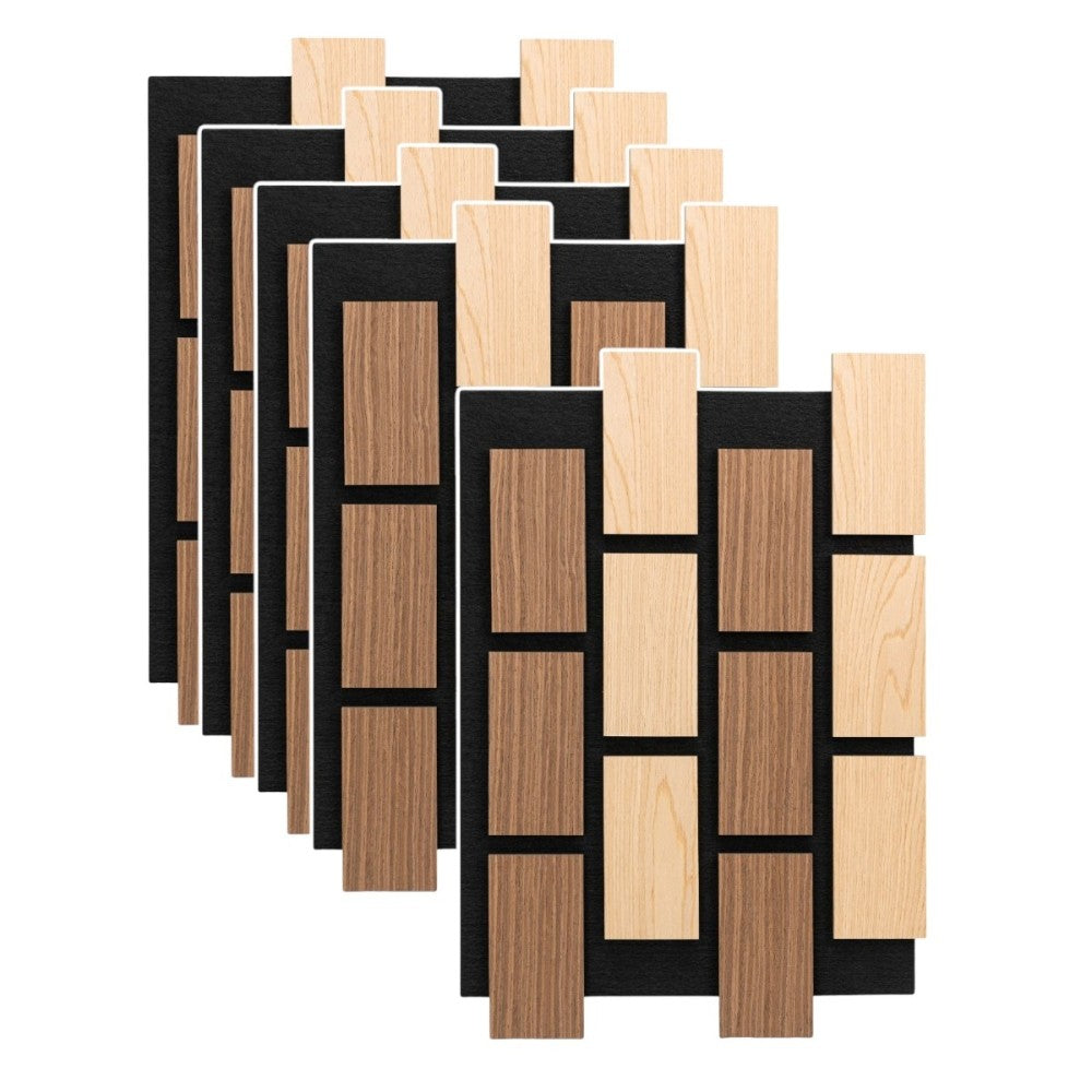 Panou 3D Stejar / Stejar Inchis Fonoabsorbant din MDF si Pasla D6775 - 60x40x2.1 cm