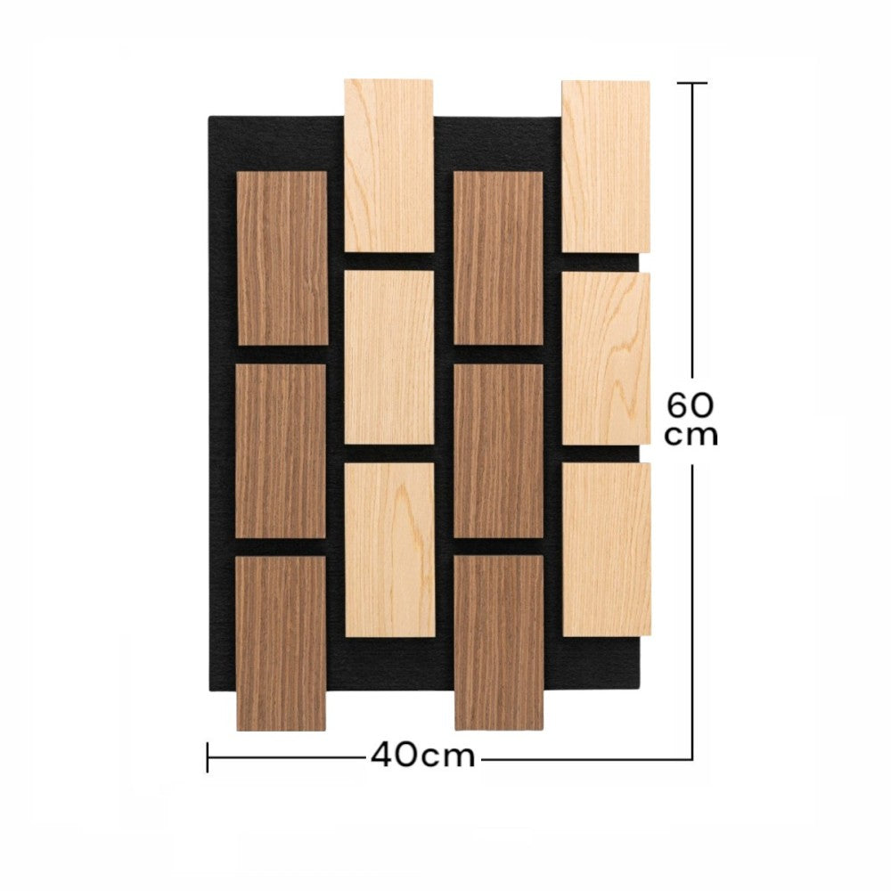 Panou 3D Stejar / Stejar Inchis Fonoabsorbant din MDF si Pasla D6775 - 60x40x2.1 cm