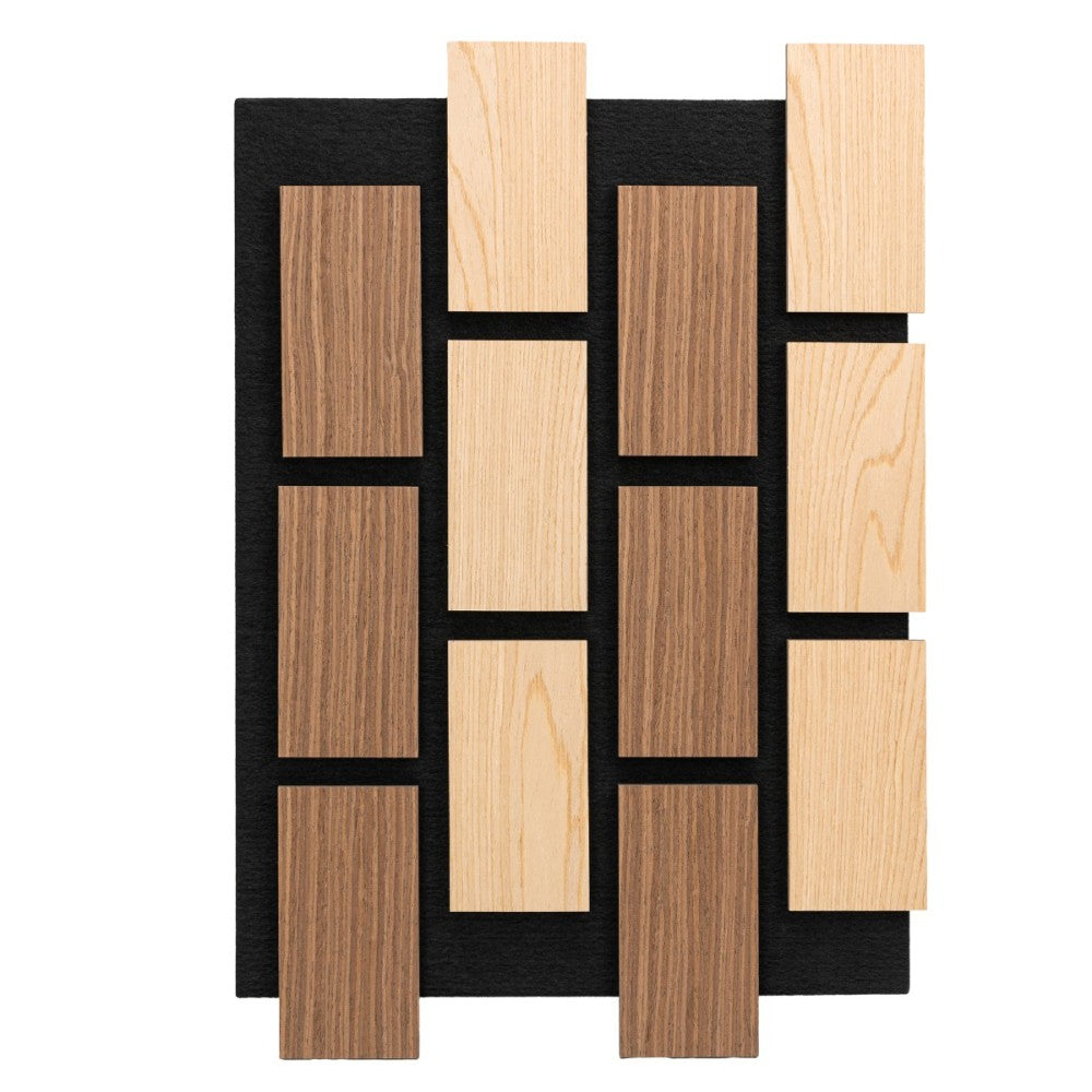 Panou 3D Stejar / Stejar Inchis Fonoabsorbant din MDF si Pasla D6775 - 60x40x2.1 cm