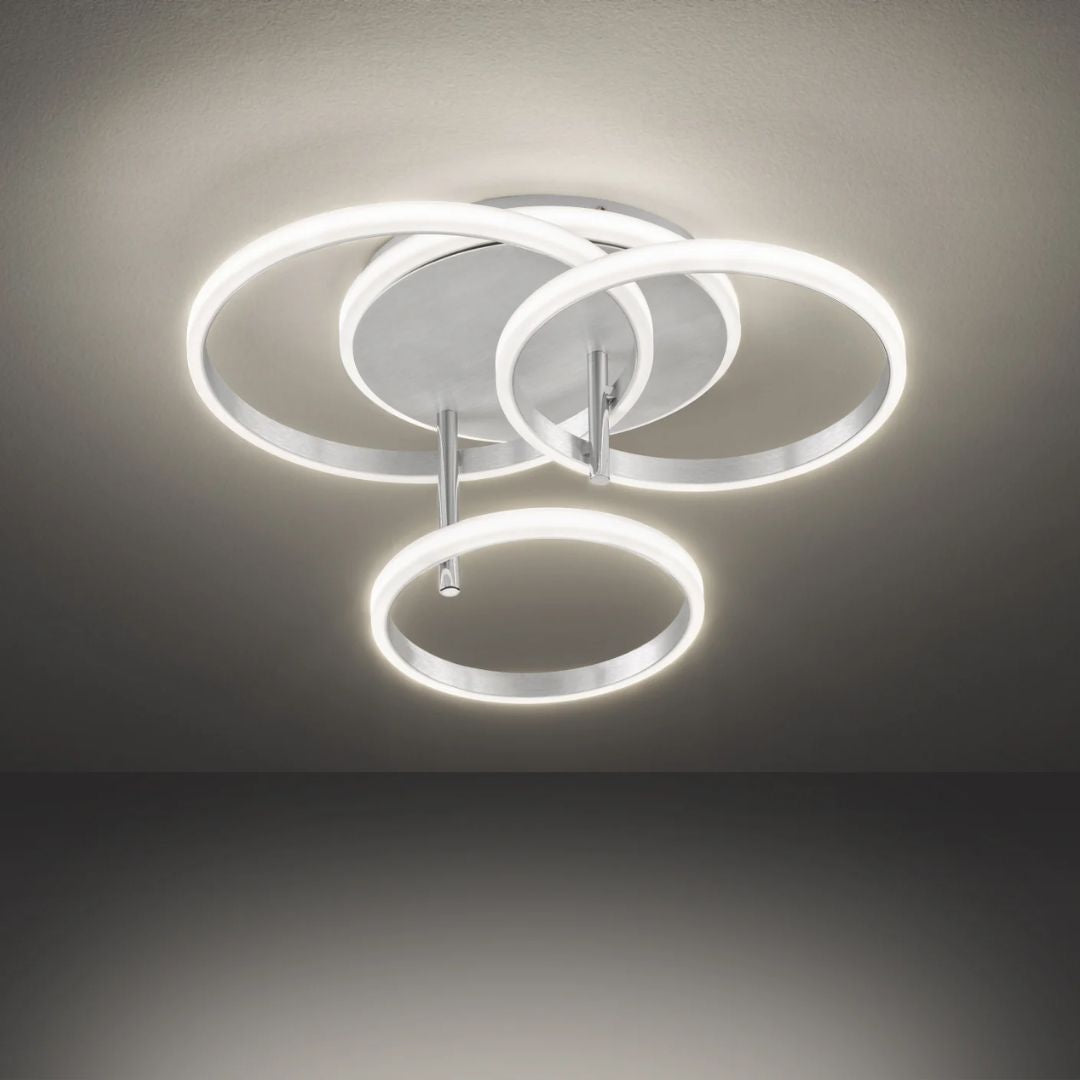 Lustra LED cu lumina calda dimabila argintie Lena - 3000 Lumeni