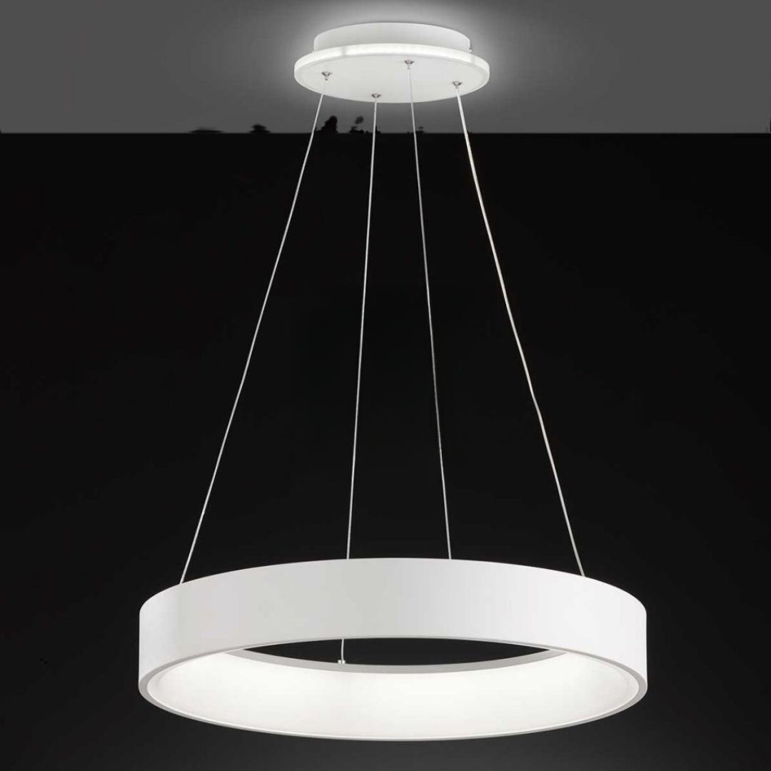 Lustra LED cu lumina calda dimabila suspendata alba Shay 2 - 3650 Lumeni