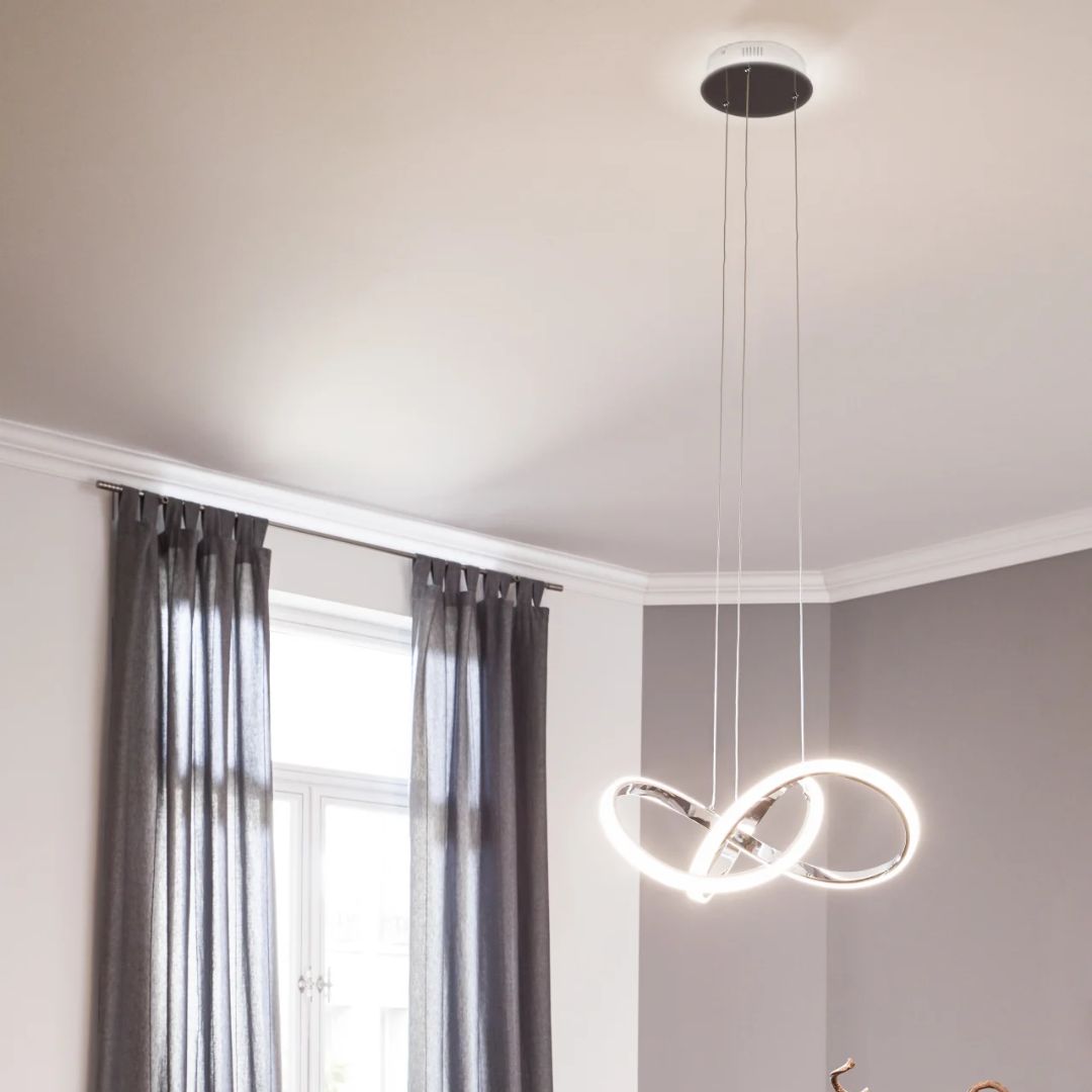Lustra LED cu lumina calda dimabila suspendata argintie Indigo - 5000 Lumeni