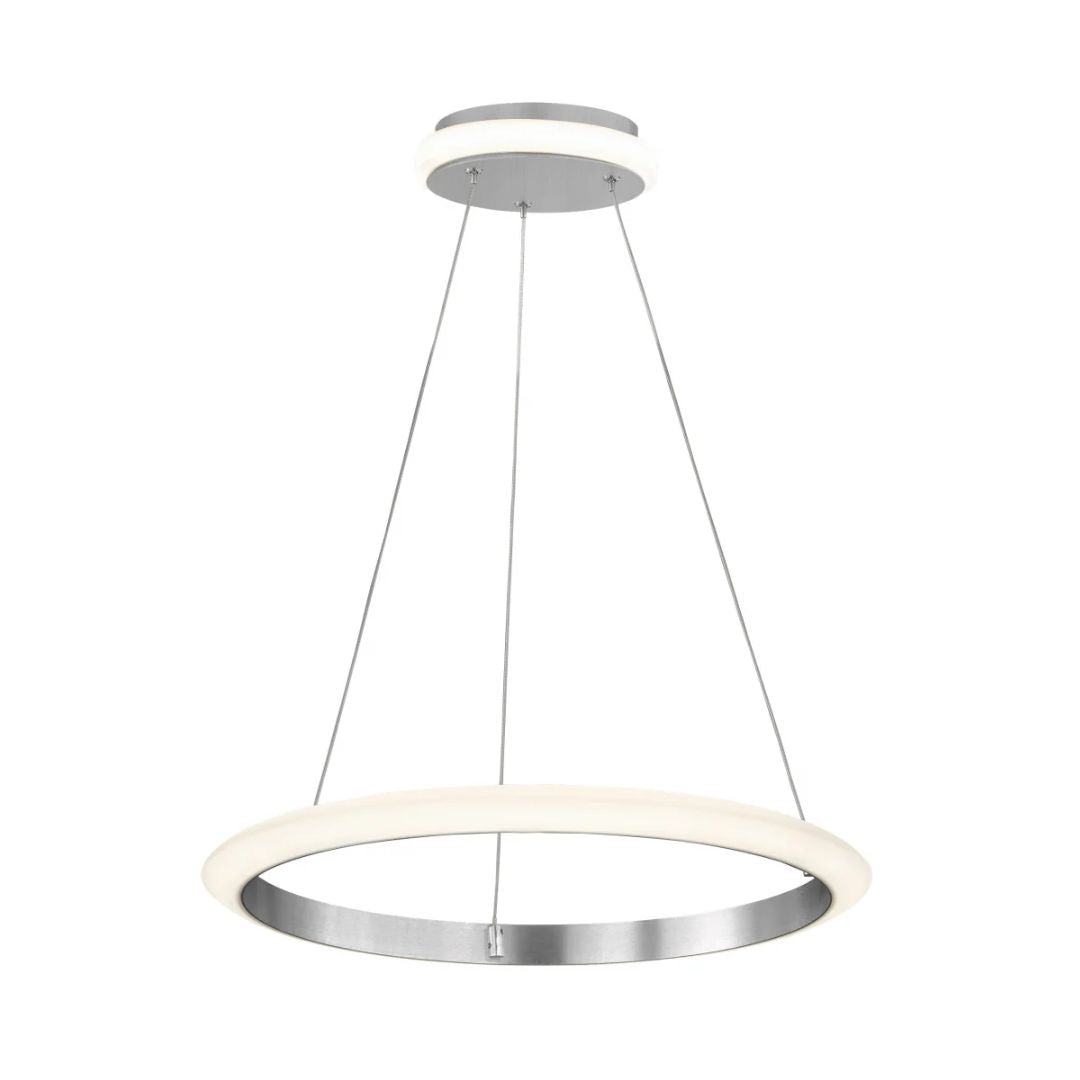 Lustra LED cu lumina calda dimabila suspendata argintie Newa - 2450 Lumeni