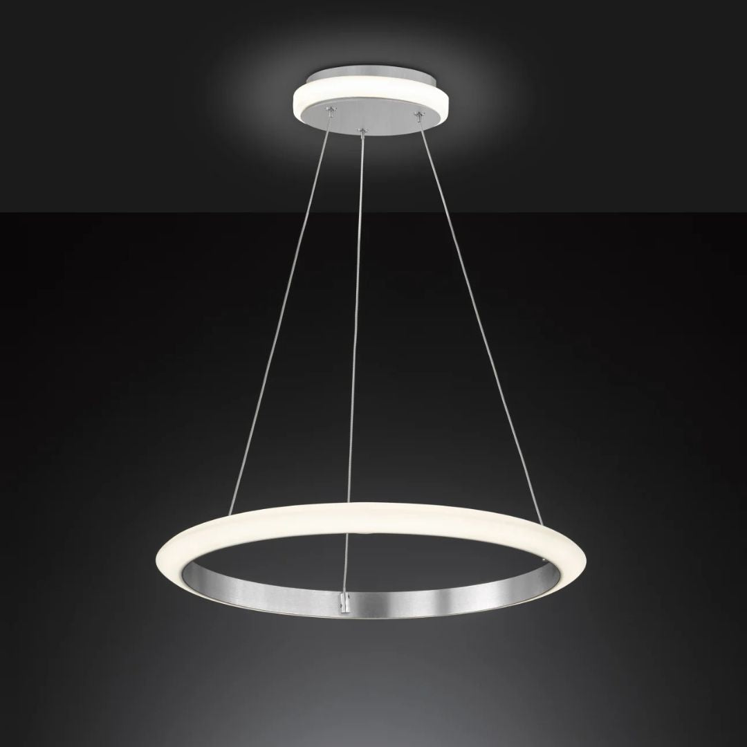 Lustra LED cu lumina calda dimabila suspendata argintie Newa - 2450 Lumeni