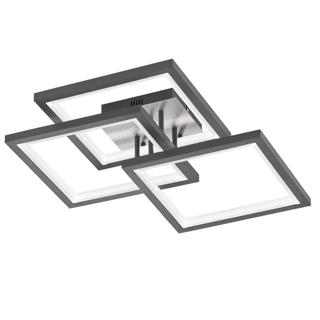 Lustra LED patrata cu lumina calda dimabila neagra Muriel - 2200 Lumeni