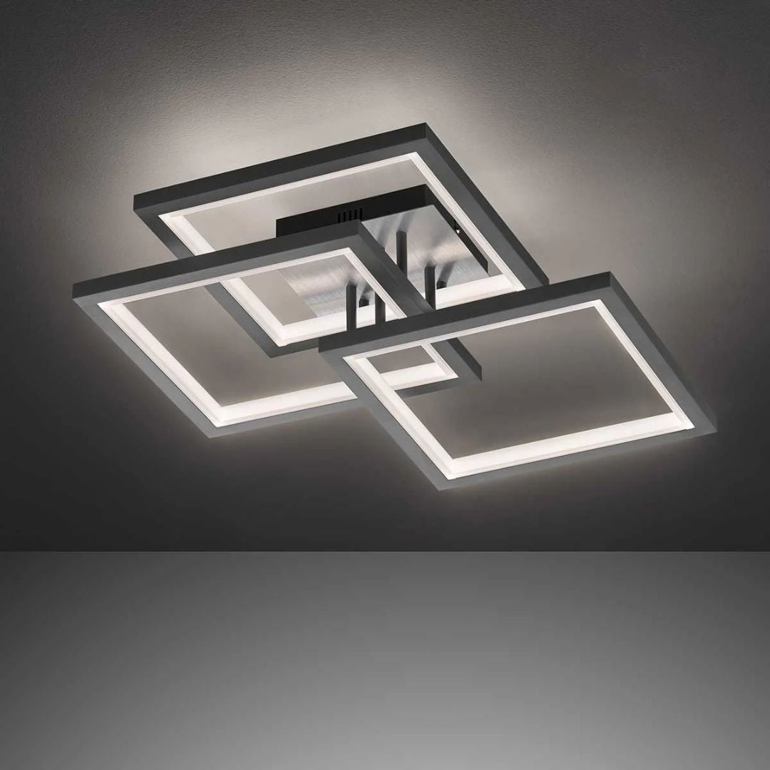 Lustra LED patrata cu lumina calda dimabila neagra Muriel - 2200 Lumeni