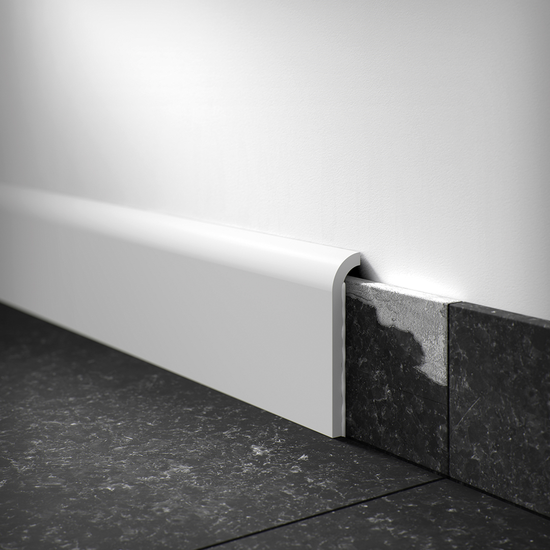 Plinta decorativa parchet alba din polimer dur Wallstyl CF1 110x22x2000
