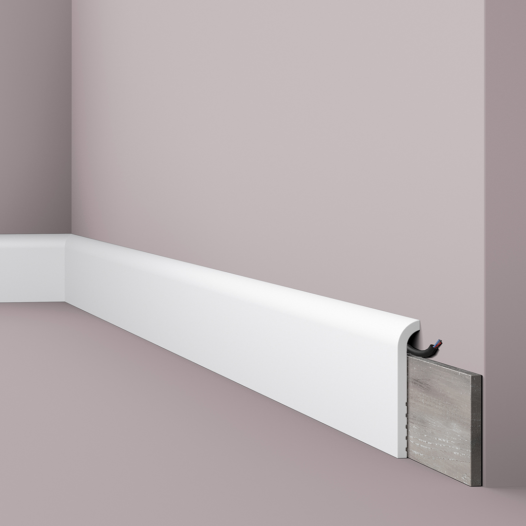 Plinta decorativa parchet alba din polimer dur Wallstyl CF1 110x22x2000