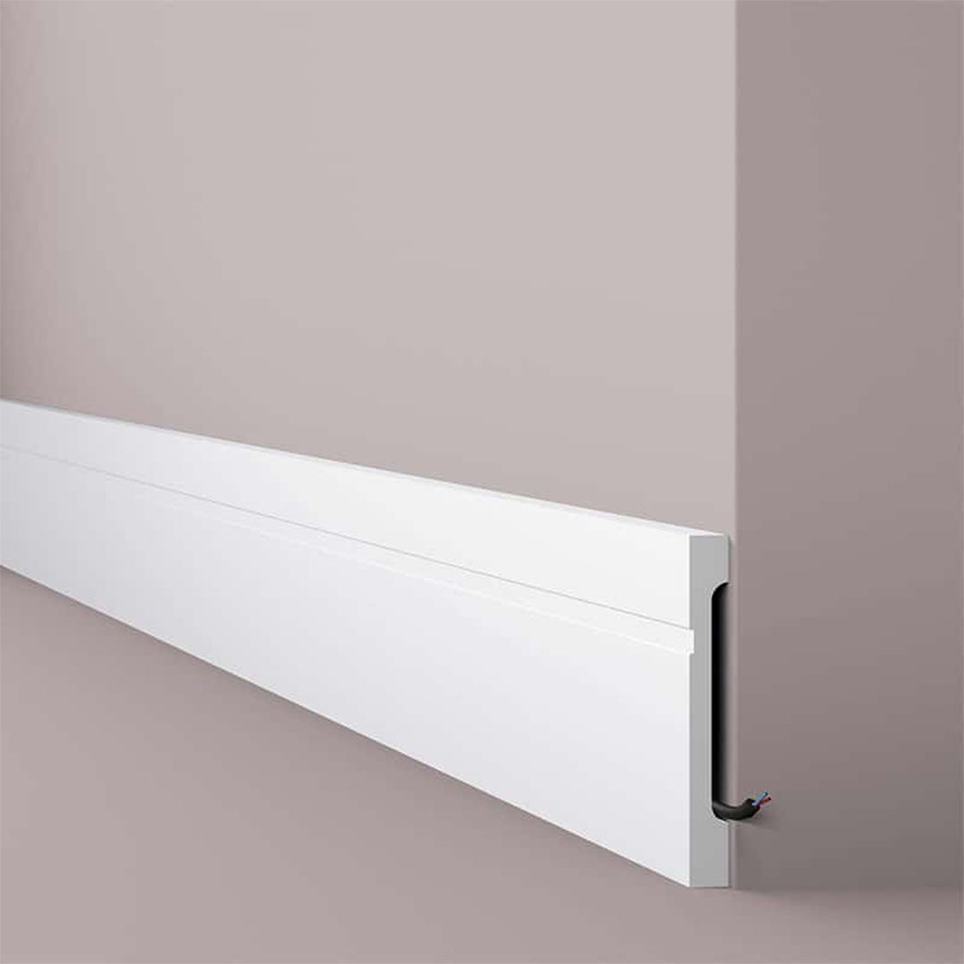 Plinta decorativa parchet alba din polimer dur Wallstyl FD15 150x18x2000