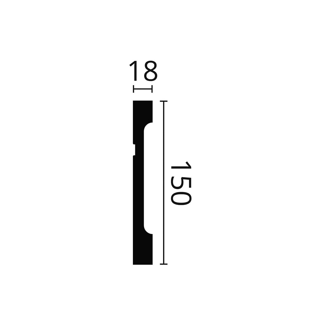 Plinta decorativa parchet alba din polimer dur Wallstyl FD15 150x18x2000