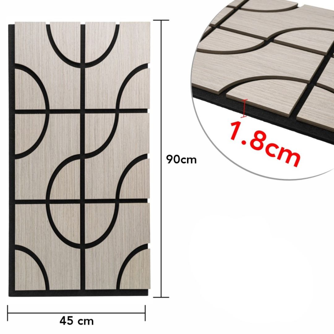 Panou 3D Gri Fonoabsorbant din MDF si Pasla D6757 – 90x45x1.8 cm