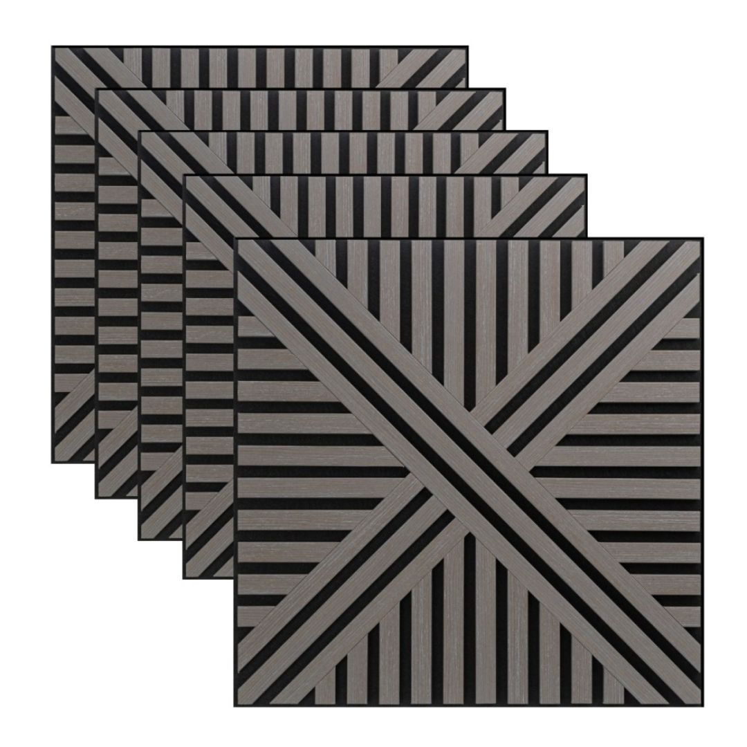 Panou 3D Gri Fonoabsorbant din MDF si Pasla D6765 – 60x60x1.8 cm
