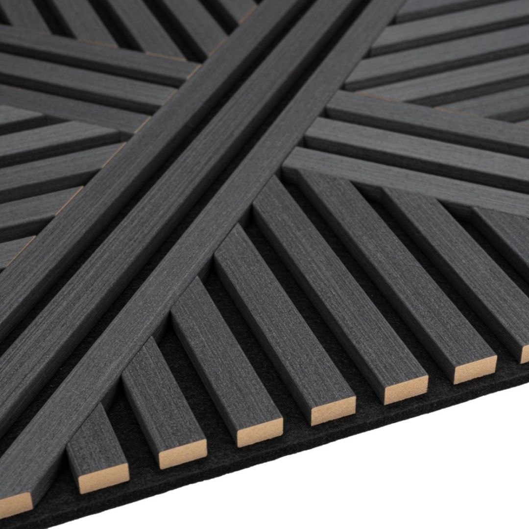 Panou 3D Negru Fonoabsorbant din MDF si Pasla D6766 – 60x60x1.8 cm