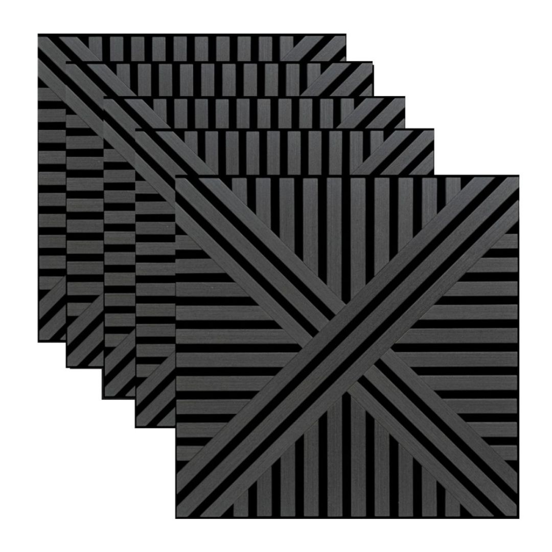 Panou 3D Negru Fonoabsorbant din MDF si Pasla D6766 – 60x60x1.8 cm
