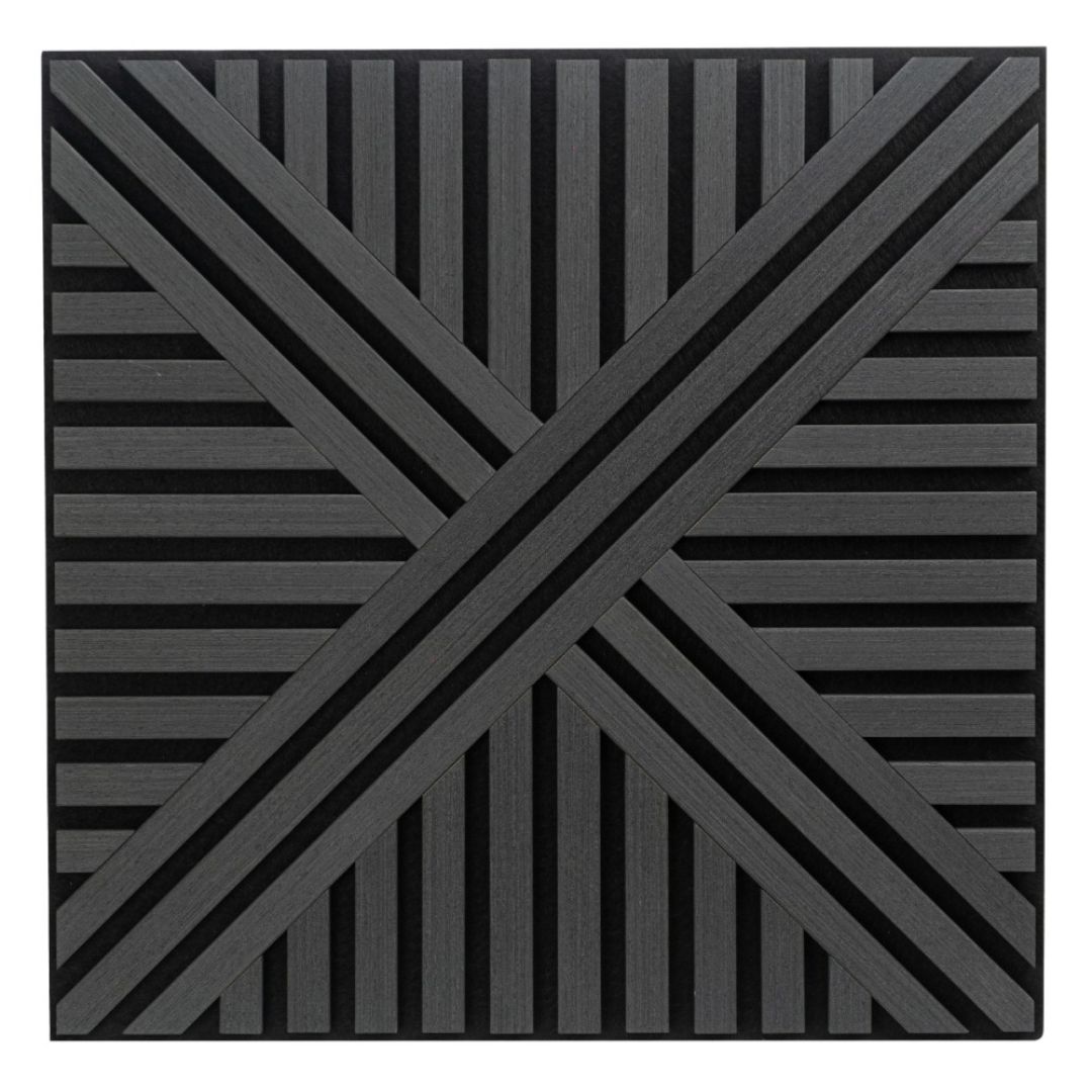 Panou 3D Negru Fonoabsorbant din MDF si Pasla D6766 – 60x60x1.8 cm