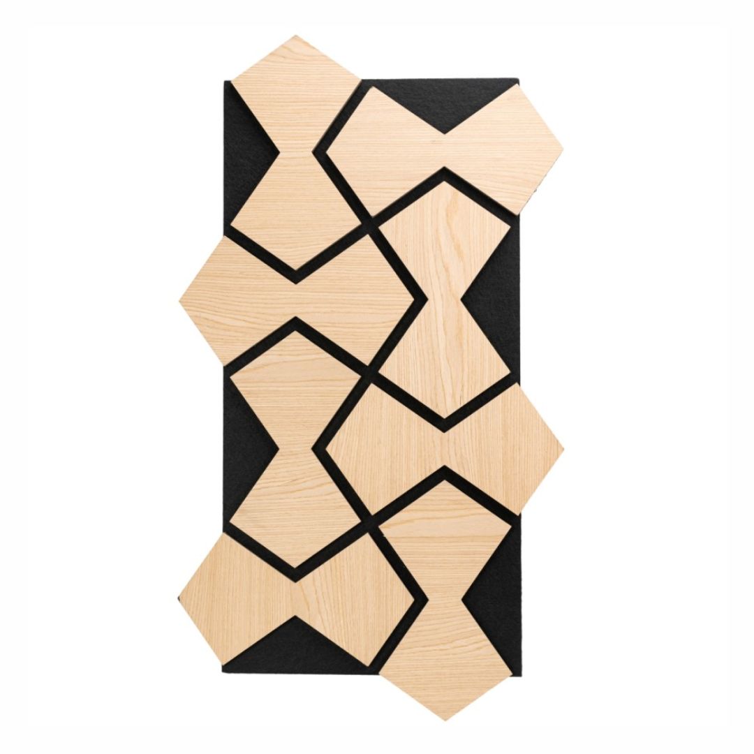 Panou 3D Stejar Deschis Fonoabsorbant din MDF si Pasla D6754 – 90x45x1.8 cm