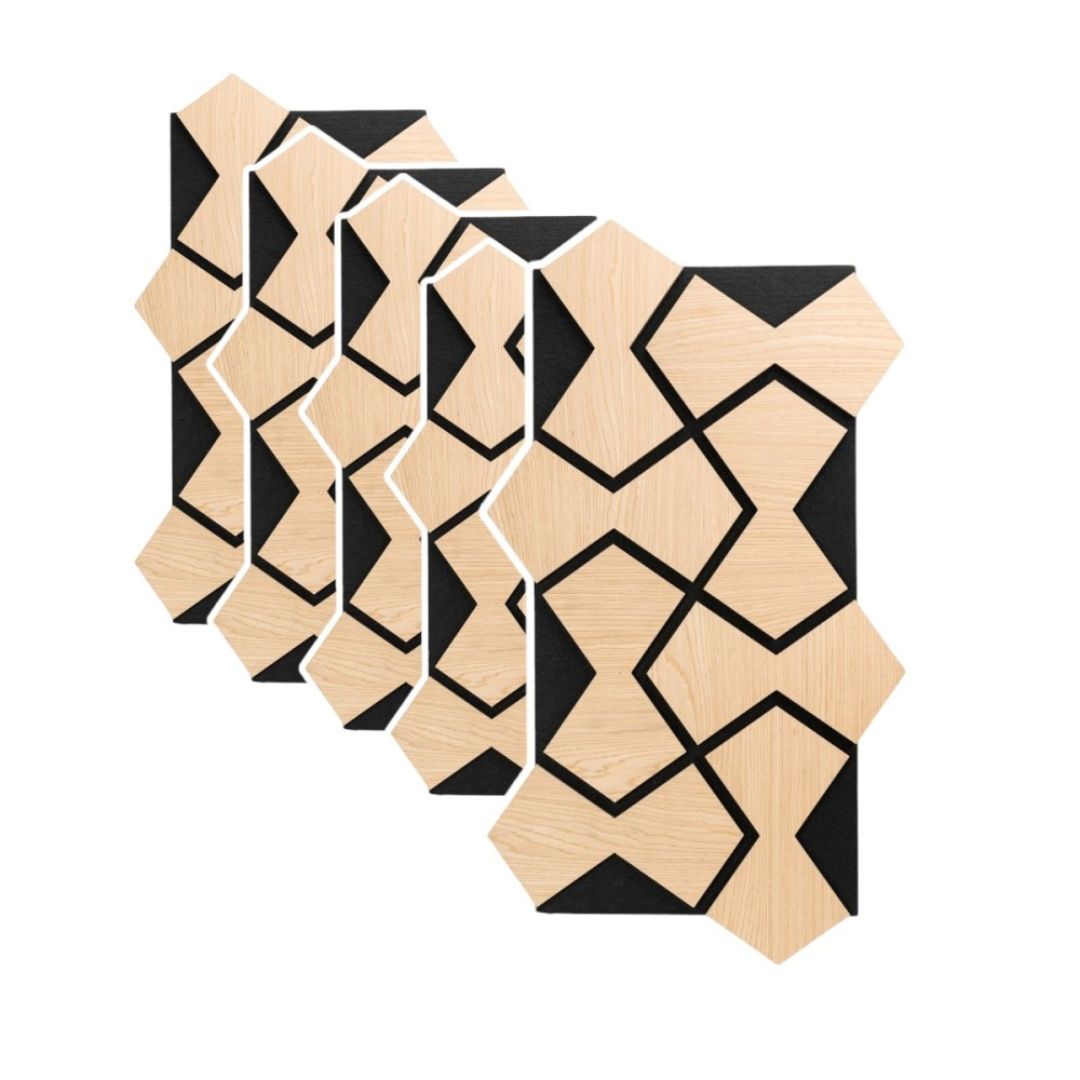 Panou 3D Stejar Deschis Fonoabsorbant din MDF si Pasla D6754 – 90x45x1.8 cm
