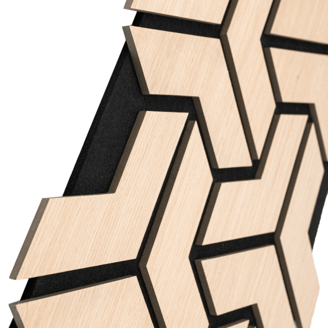 Panou 3D Stejar Deschis Fonoabsorbant din MDF si Pasla D6759 – 90x45x1.8 cm
