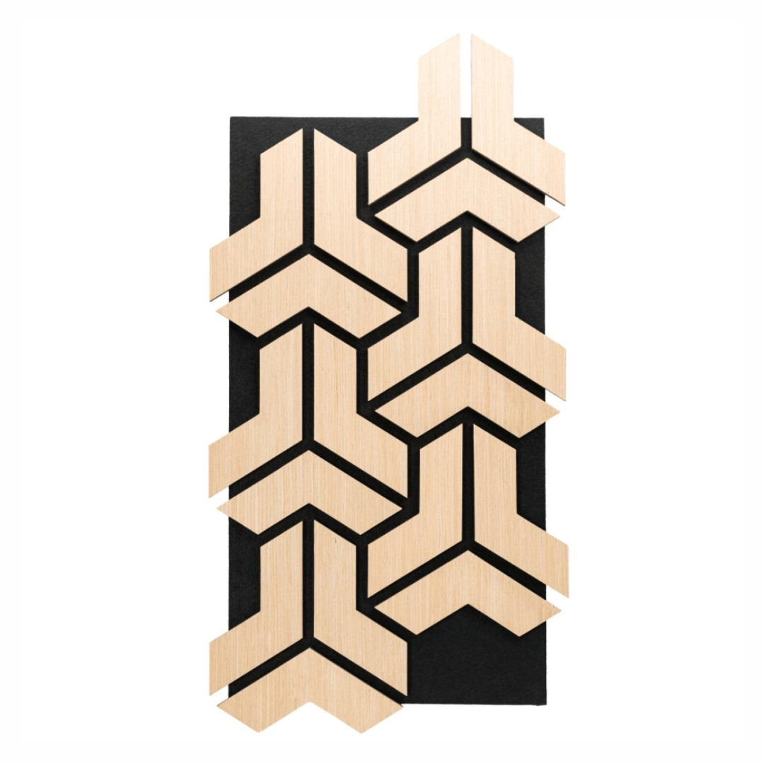 Panou 3D Stejar Deschis Fonoabsorbant din MDF si Pasla D6759 – 90x45x1.8 cm