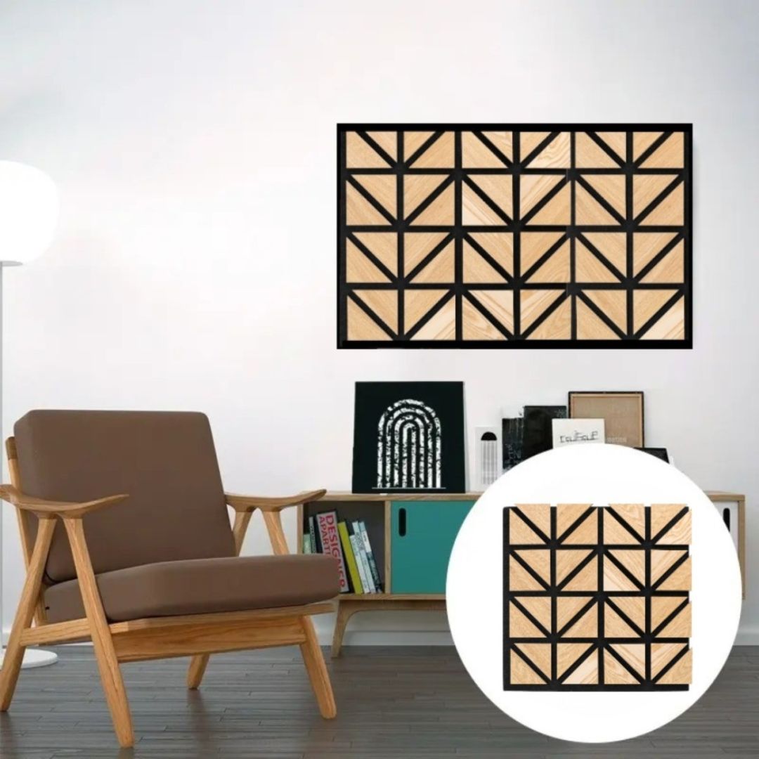 Panou 3D Stejar Fonoabsorbant din MDF si Pasla D6751 – 50x50x1.8 cm