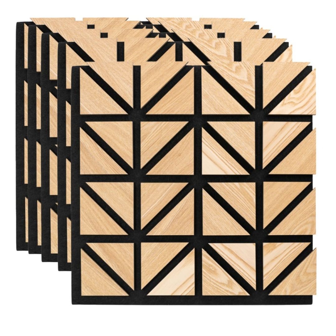 Panou 3D Stejar Fonoabsorbant din MDF si Pasla D6751 – 50x50x1.8 cm