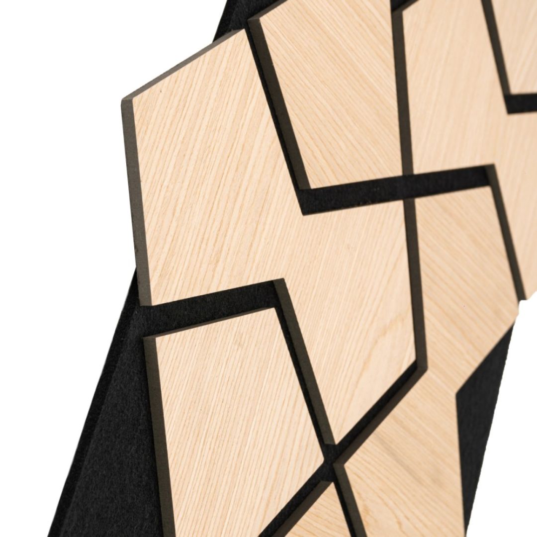 Panou 3D Stejar Fonoabsorbant din MDF si Pasla D6755 – 90x45x1.8 cm