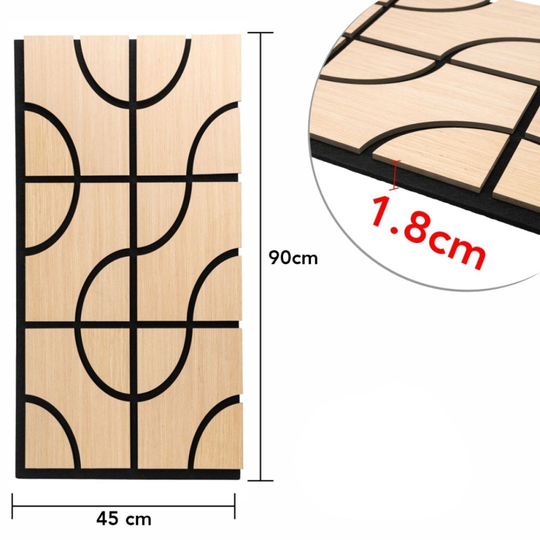 Panou 3D Stejar Fonoabsorbant din MDF si Pasla D6758 – 90x45x1.8 cm