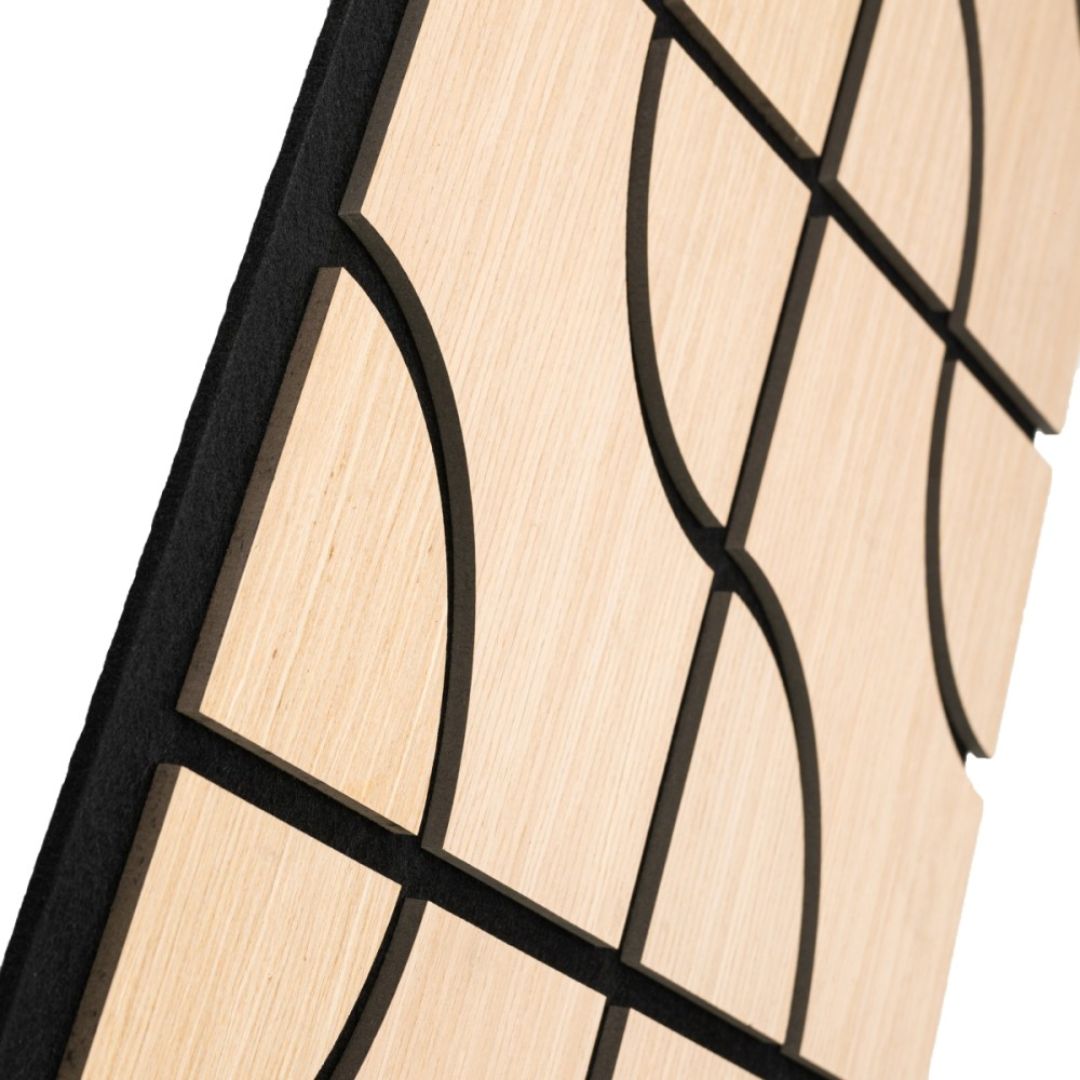 Panou 3D Stejar Fonoabsorbant din MDF si Pasla D6758 – 90x45x1.8 cm