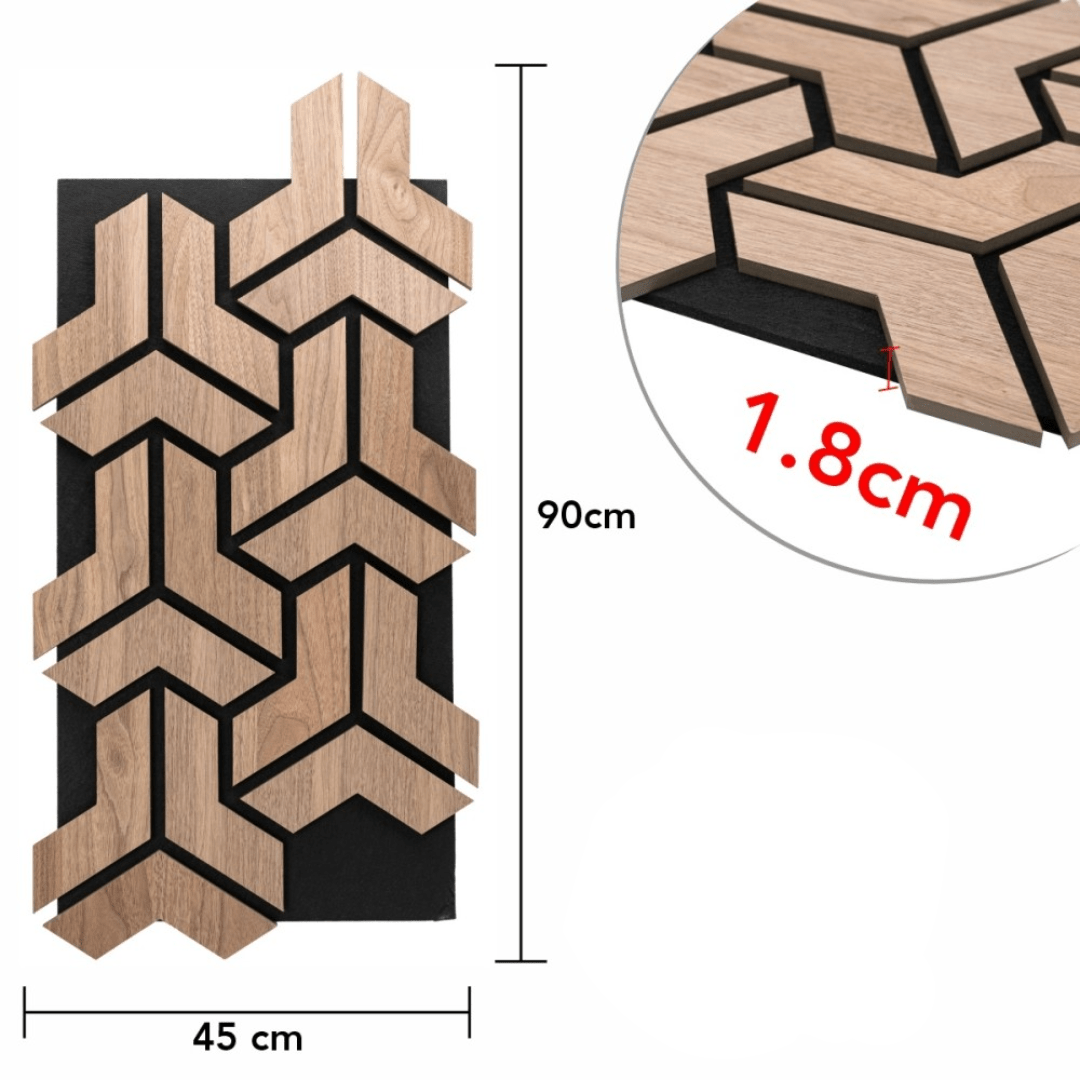 Panou 3D Stejar Fonoabsorbant din MDF si Pasla D6760 – 90x45x1.8 cm