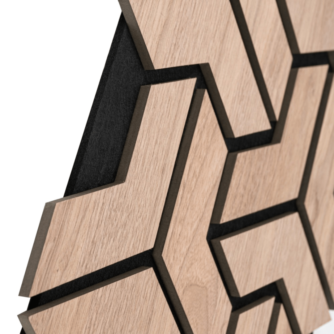 Panou 3D Stejar Fonoabsorbant din MDF si Pasla D6760 – 90x45x1.8 cm