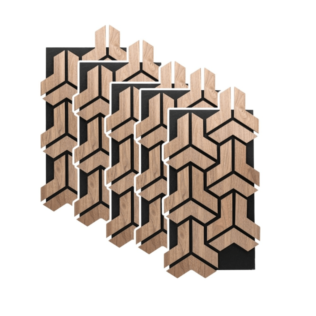 Panou 3D Stejar Fonoabsorbant din MDF si Pasla D6760 – 90x45x1.8 cm