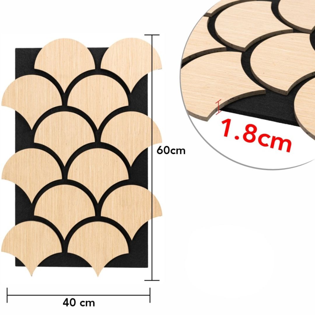 Panou 3D Stejar Fonoabsorbant din MDF si Pasla D6763 – 60x40x1.8 cm