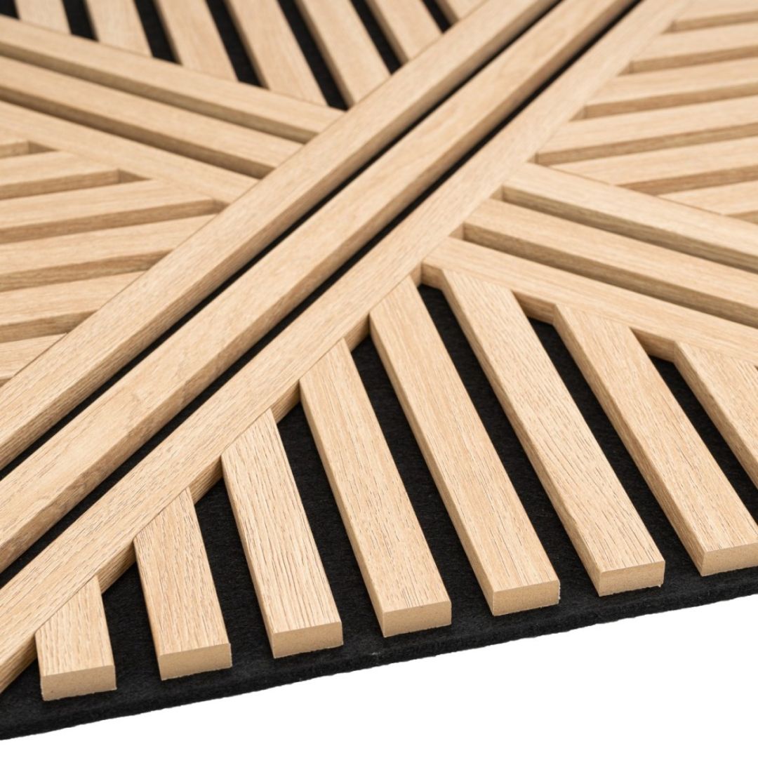 Panou 3D Stejar Fonoabsorbant din MDF si Pasla D6767 – 60x60x1.8 cm