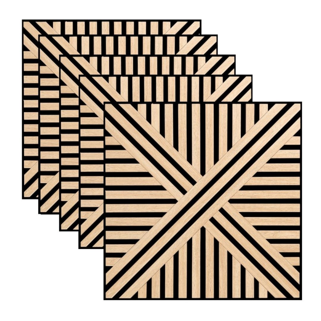 Panou 3D Stejar Fonoabsorbant din MDF si Pasla D6767 – 60x60x1.8 cm