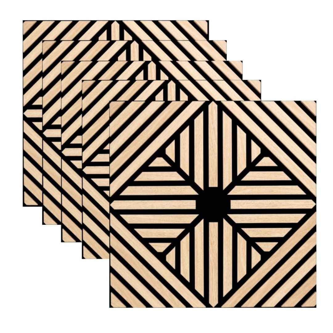Panou 3D Stejar Fonoabsorbant din MDF si Pasla D6768 – 60x60x1.8 cm