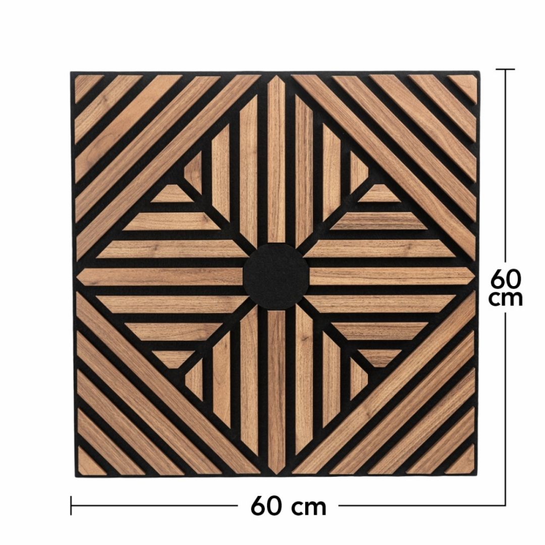 Panou 3D Stejar Inchis Fonoabsorbant din MDF si Pasla D6770 – 60x60x1.8 cm