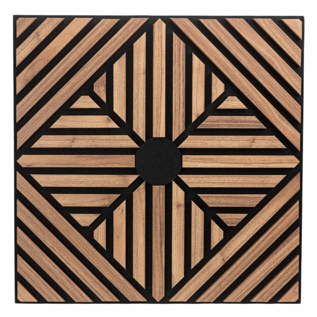 Panou 3D Stejar Inchis Fonoabsorbant din MDF si Pasla D6770 – 60x60x1.8 cm